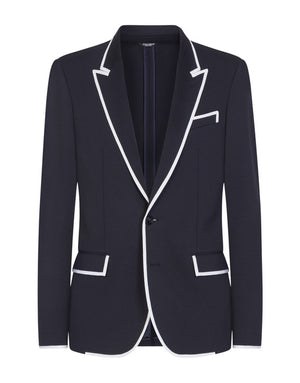 STRETCH JERSEY JACKET WITH PIPING