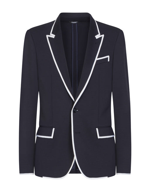 STRETCH JERSEY JACKET WITH PIPING