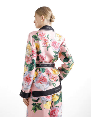 TWILL PAJAMA SHIRT WITH ROSE AND PEONY PRINT