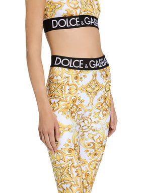 MAJOLICA-PRINT JERSEY LEGGINGS WITH BRANDED ELASTIC