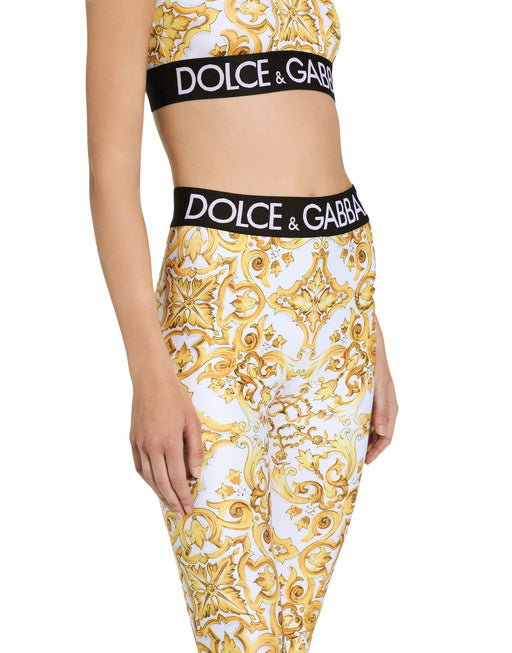 MAJOLICA-PRINT JERSEY LEGGINGS WITH BRANDED ELASTIC