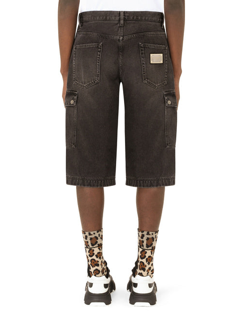 WASHED BLACK CARGO SHORTS