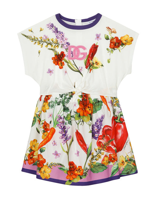 FARMER-PRINT POPLIN AND JERSEY DRESS