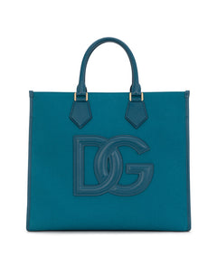 CANVAS SHOPPER WITH CALFSKIN NAPPA DETAILS