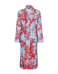 CORAL-PRINT COTTON BATHROBE