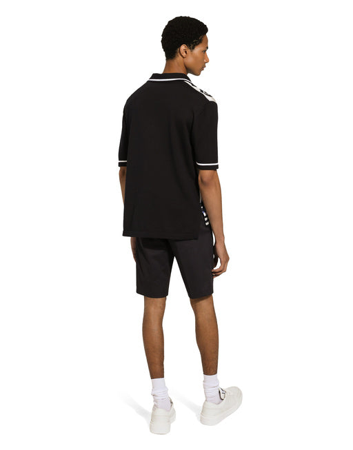 MARINA-PRINT SILK POLO-SHIRT