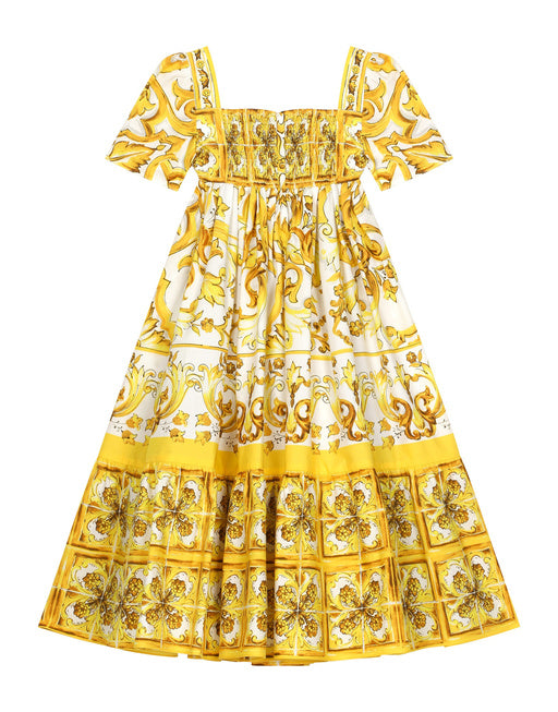 POPLIN DRESS WITH YELLOW MAJOLICA PRINT