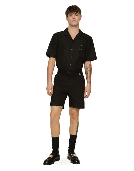 COIN DETAIL STRETCH COTTON TWILL BERMUDA SHORTS