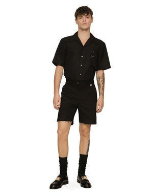 COIN DETAIL STRETCH COTTON TWILL BERMUDA SHORTS