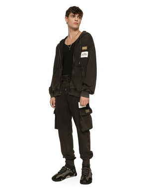 WASHED JERSEY CARGO PANTS WITH LOGO