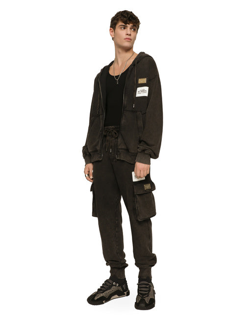 WASHED JERSEY CARGO PANTS WITH LOGO