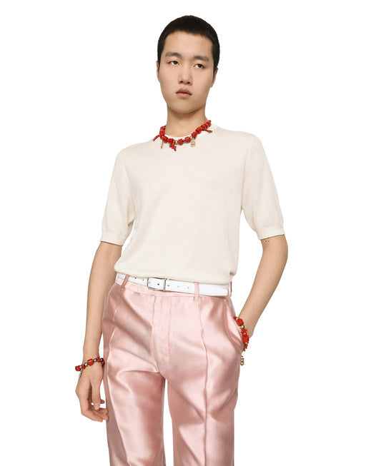 SHORT-SLEEVED ROUND-NECK SWEATER WITH DG LOGO
