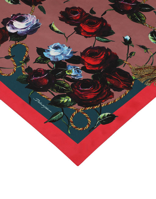 TWILL SCARF WITH VINTAGE ROSE PRINT (90 X 90)