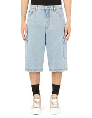 LIGHT BLUE DENIM CARGO SHORTS