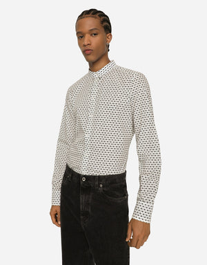 POPLIN GOLD-FIT SHIRT WITH DG LOGO PRINT