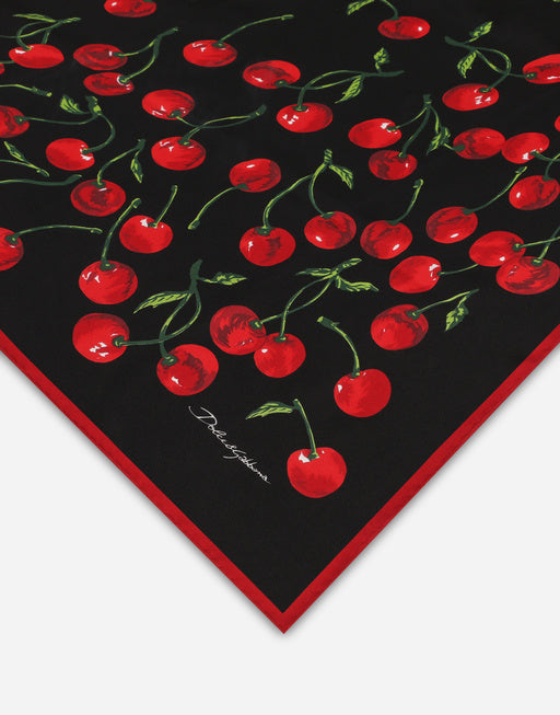 CHERRY-PRINT TWILL SCARF (90X90)