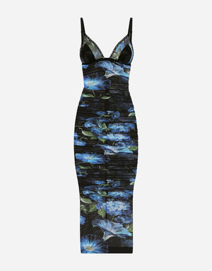 TULLE SLIP DRESS WITH BLUEBELL PRINT