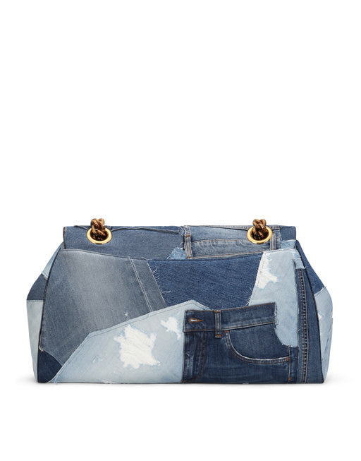 DEVOTION MAXI-BAG IN PATCHWORK DENIM AND PLAIN CALFSKIN