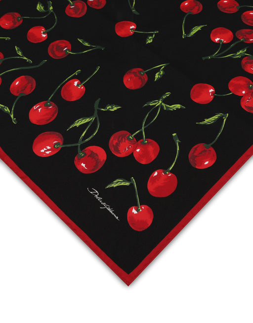 CHERRY-PRINT TWILL SCARF (50X50)