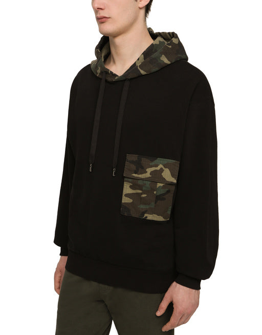 JERSEY HOODIE WITH CAMOUFLAGE DETAILS