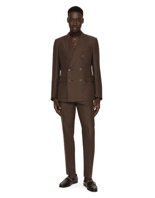 DOUBLE-BREASTED LINEN SICILIA-FIT SUIT