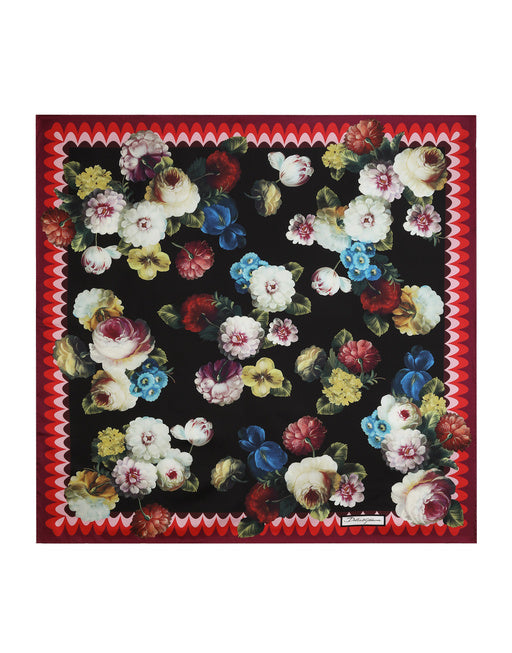 TWILL SCARF WITH VINTAGE ROSE PRINT (70 X 70)