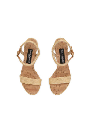 WOVEN RAFFIA PLATFORM SANDALS