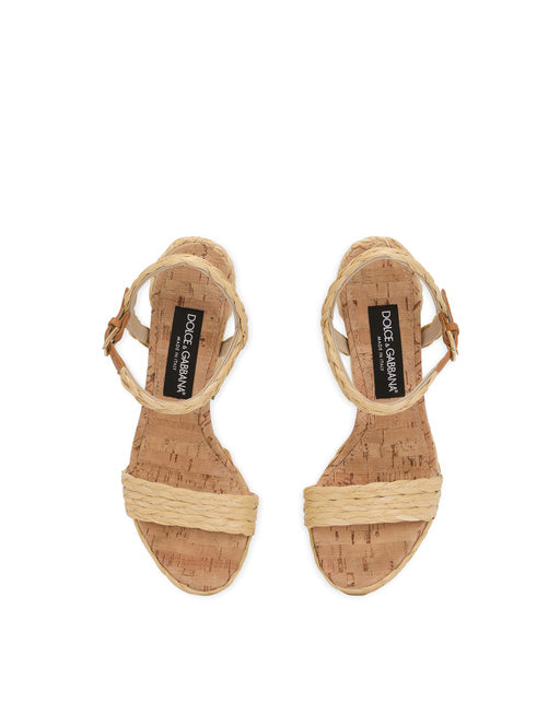 WOVEN RAFFIA PLATFORM SANDALS