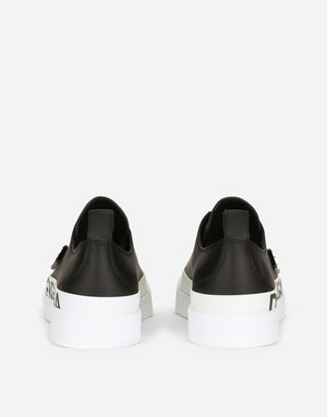 CALFSKIN PORTOFINO LIGHT SNEAKERS WITH LOGO-DETAILED PLATE AND LOGO PRINT