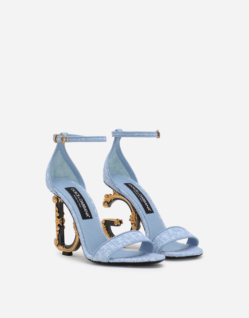 BOUCLÉ FABRIC SANDALS WITH BAROQUE DG DETAIL