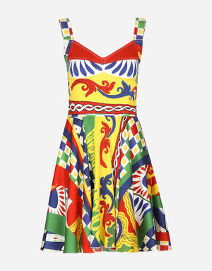 SHORT CARRETTO-PRINT CHARMEUSE BUSTIER DRESS