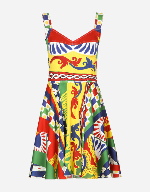 SHORT CARRETTO-PRINT CHARMEUSE BUSTIER DRESS