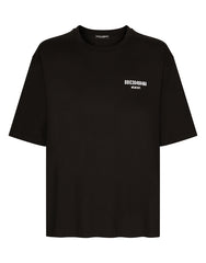 PRINTED COTTON JERSEY T-SHIRT WITH DGVIB3 PATCH