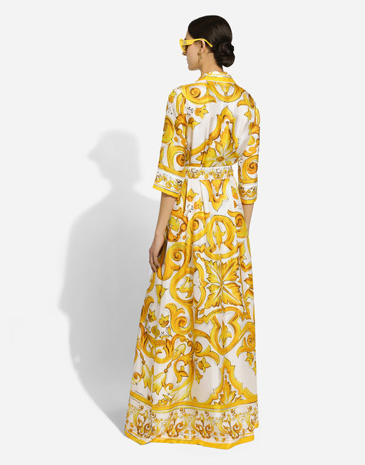 SILK TWILL ROBE WITH MAJOLICA PRINT