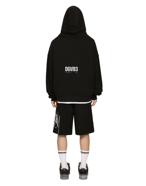 JERSEY JOGGING SHORTS WITH DGVIB3 PRINT AND LOGO