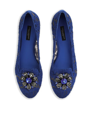 SLIPPER IN TAORMINA LACE WITH CRYSTALS