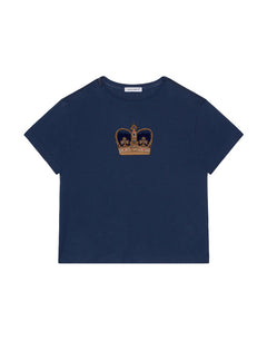 KIDS' JERSEY T-SHIRT WITH CROWN PATCH IN BURGUNDY