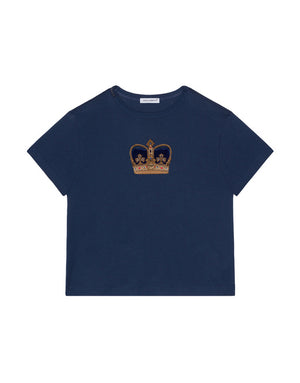 KIDS' JERSEY T-SHIRT WITH CROWN PATCH IN BURGUNDY