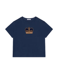 KIDS' JERSEY T-SHIRT WITH CROWN PATCH IN BURGUNDY
