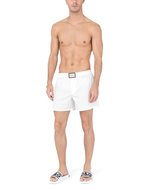 LONG COTTON BOXERS WITH BRANDED PLATE