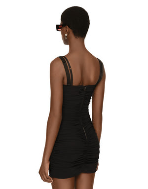DRAPED SPANDEX JERSEY MINI DRESS DGVIB3