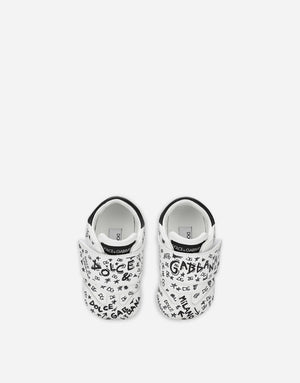GRAFFITI-PRINT NAPPA LEATHER SNEAKERS