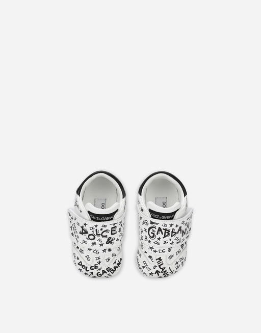 GRAFFITI-PRINT NAPPA LEATHER SNEAKERS
