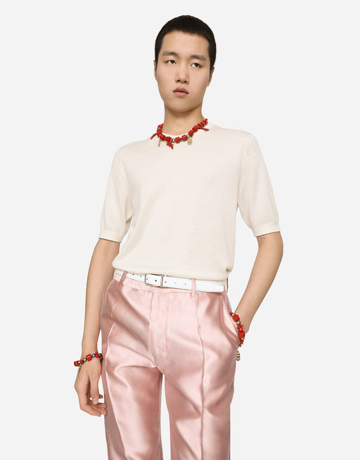 SHORT-SLEEVED ROUND-NECK SWEATER WITH DG LOGO