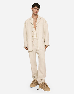 OVERSIZE SINGLE-BREASTED LINEN AND VISCOSE JACKET