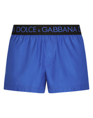 SHORT SWIM TRUNKS WITH BRANDED STRETCH WAISTBAND