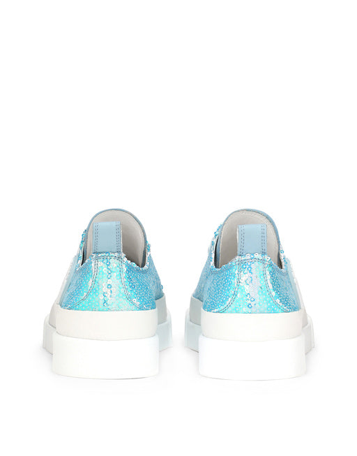 RUBBERIZED CALFSKIN PORTOFINO LIGHT SNEAKERS WITH MICRO-SEQUINS