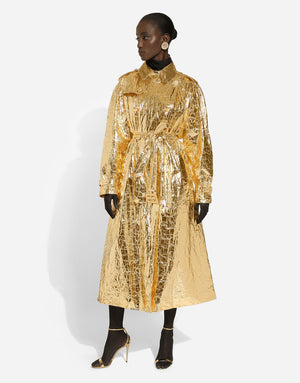 FOILED FABRIC TRENCH COAT