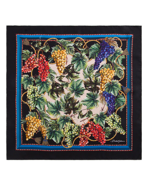 TWILL FOULARD WITH GRAPE PRINT: 50 X 50CM - 20 X 20 INCHES