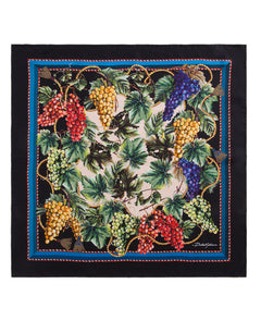 TWILL FOULARD WITH GRAPE PRINT: 50 X 50CM - 20 X 20 INCHES